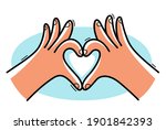 Two hand showing heart sign vector illustration isolated on white.