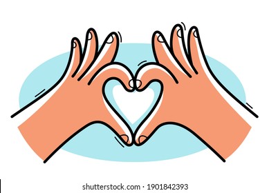 Two hand showing heart sign vector illustration isolated on white.