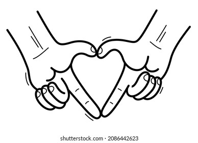 Two hand showing heart sign vector illustration isolated on white.