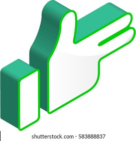 TWO Hand sign 3d isometric icon
