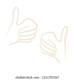Two Hand Thumb Up icons vector Illustration isolated on white background. Like sign symbol. Hand drawn brush watercolor thumb signals original design