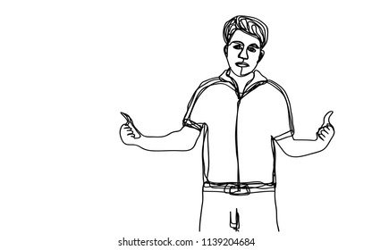 Two Hand Thumbs Up Of Man one line drawing  vector eps.10