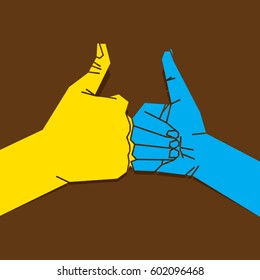 two hand thumbs up, or approval sign concept design