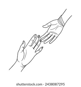 Two hand try to holding continuous vector line art drawing