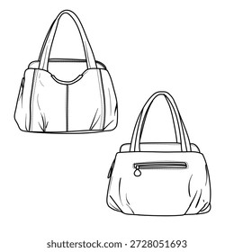 Zwei Handtaschendesigns mit klassischen Formen und praktischen Details, perfekt für den Alltag und modebewusste Individuen.