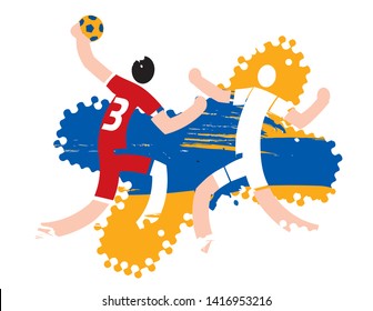 
Two Handball players. Two abstract stylized Basketball players in action on the grunge background. Vector available..