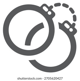 Two handcuffs are shown in a black and white image