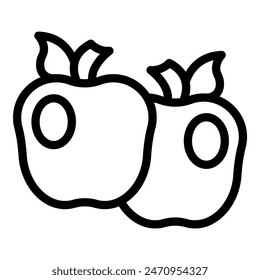 Two handdrawn apples in black and white vector illustration. Perfect for children's books. Coloring templates. And educational materials on healthy. Natural