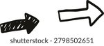 Two hand-drawn arrows pointing right, one solid and one outlined, isolated on transparent background