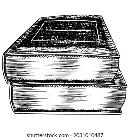 Two hand-drawn black books. Tutorials in vector sketch style.