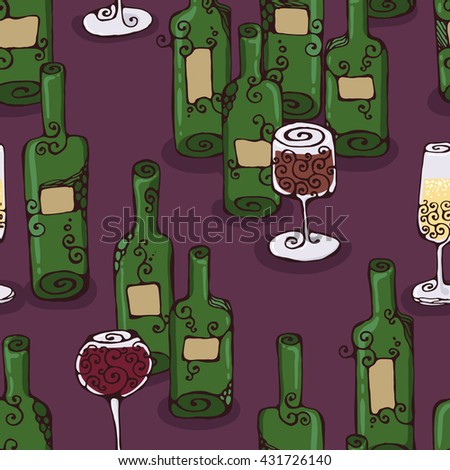 Two hand-drawn wine bottles.