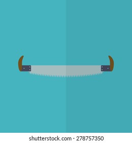 Two handed saw flat icon. Trump saw.  Editable and design suitable vector illustration.