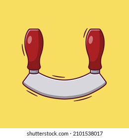 Two Handle Knife Vector Illustration. Kitchen Utensil. Cooking Equipment. Flat Cartoon Style Suitable for Web Landing Page, Banner, Flyer, Sticker, Card, Background, T-Shirt, Clip-art