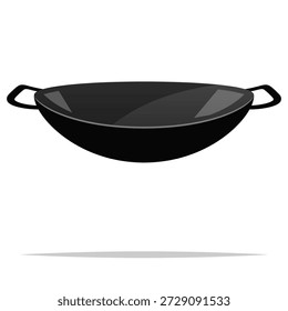 Zwei gehandhabte Bratpfanne traditionelle Wok-Vektor einzelne Illustration