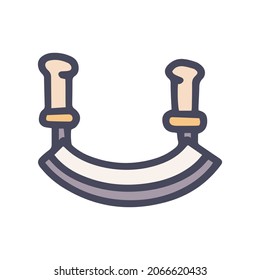 two handled knife color vector doodle simple icon