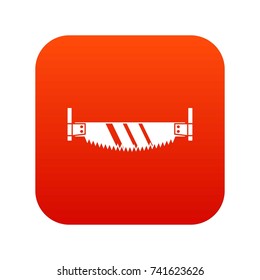 Two handled saw icon digital red for any design isolated on white vector illustration