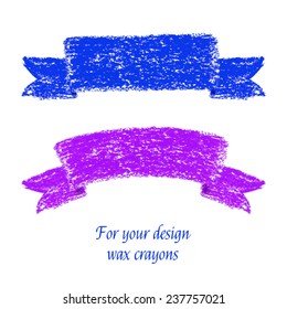 Two handmade wax crayons painted vector banners