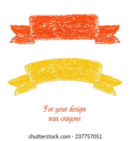 Two handmade wax crayons painted vector banners