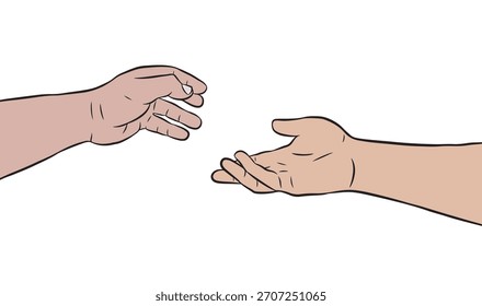 Dos manos a punto de estrechar la mano. El fondo blanco