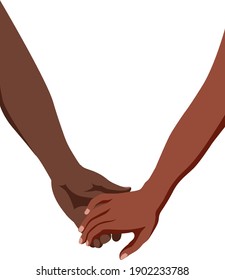 Two hands of an African American couple. Love theme