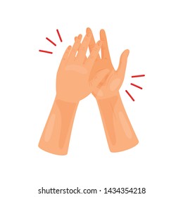 Two hands applaud. Vector illustration on white background.
