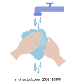 two hands being washed under running water