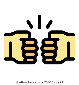 Two hands bumping their fists together in a celebratory gesture, symbolizing teamwork and achievement