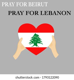 Two hands catch heart show people send hope ,safe and love for people at Beirut in Lebanon for horrific explosion in the port area of Lebanon’s Beirut.vector illustration 