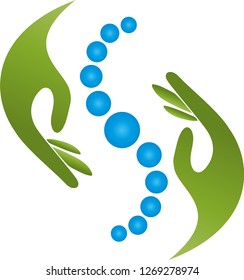 Two hands and circles, spine abstract logo