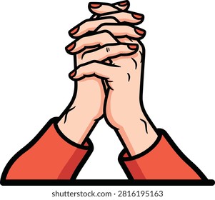 Two hands clasped together for prayer or pleading communication