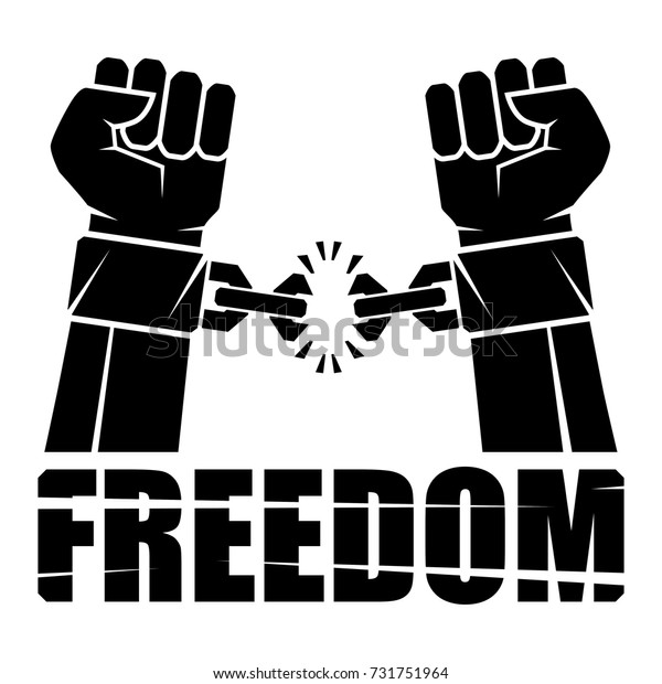 2人の手が握りしめて握りしめた拳の鎖は 自由の革命の象徴を手錠で縛った 人間の手と折れた鎖 自由のコンセプト ベクターイラスト のベクター画像素材 ロイヤリティフリー