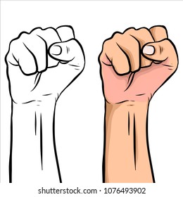Two hands are clenched in vector shapes
