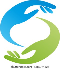 Two hands colored together logo