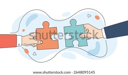 Two Hands Connecting Puzzle Pieces Together for Partnership and Collaboration