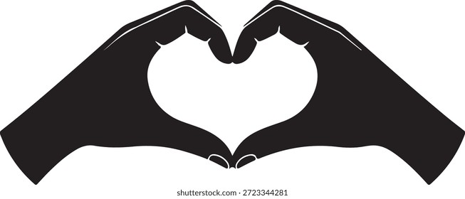 Two hands creating a heart symbol representing love support and human connection.
