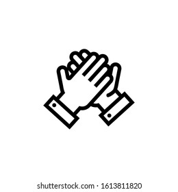 two hands crossed symbolized unity teamwork high five and arm wrestling business illustration