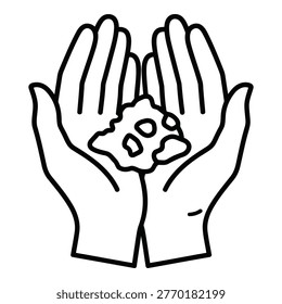 Two hands cupped around a planet