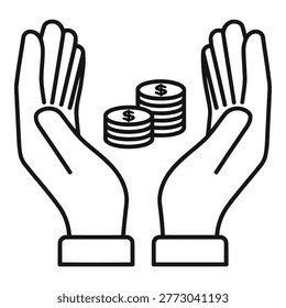 Two hands cupping stacks of coins
