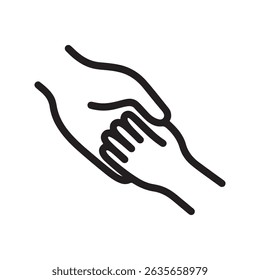  Two hands depicted in a simple line drawing showing a gesture of support and connection in black and white