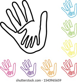 Two hands in different colors collection