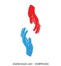 two hands of different colors symbolizing please help