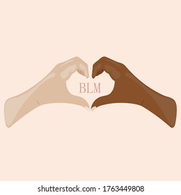 two hands of different nationalities support each other and the inscription "Black Lives Matter"