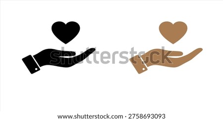 Two hands of different skin tones offering hearts, symbolizing love, care, and diversity