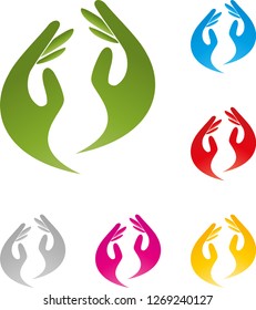 Two hands drawn in different colors