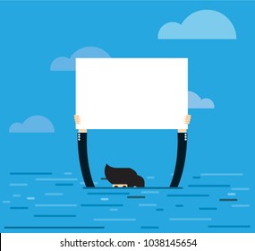 two hands of drowning man in sea asking for help