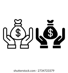 Two hands each holding a bag of money with dollar signs on them.