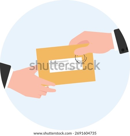 Two hands exchanging mail envelope icon, Businessman hands holding and send a letter envelope to another people.