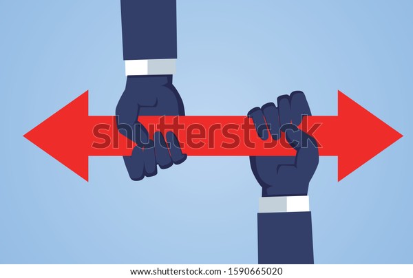 Two hands
fighting for control of
direction