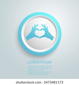 Zwei Hände in Form einer herzblauen Ikone Liebeszeichen Vektorgrafik