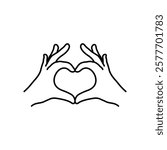 Two hands in the form of a heart icon love sign